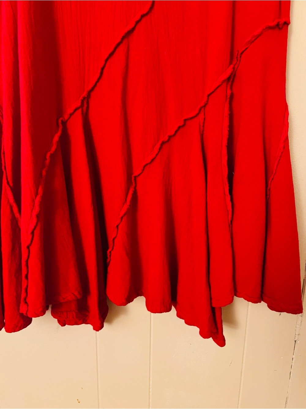 OH MY GAUZE! TABASCO COTTON GAUZE DRESS RUFFLE DETAIL IN CRIMSON SIZE 1 (S/M) - Picture 4 of 6